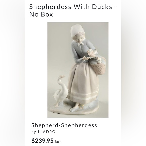 Retired Lladró “Shepherdess with Ducks”Porcelain Figurine. Shepherd Collection. - Picture 11 of 12